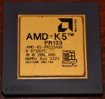 AMD K5 PR133 CPU (AMD-K5-PR133ABR) 66MHz Bus, 3.52V (Goldcap) Malaysia 1996